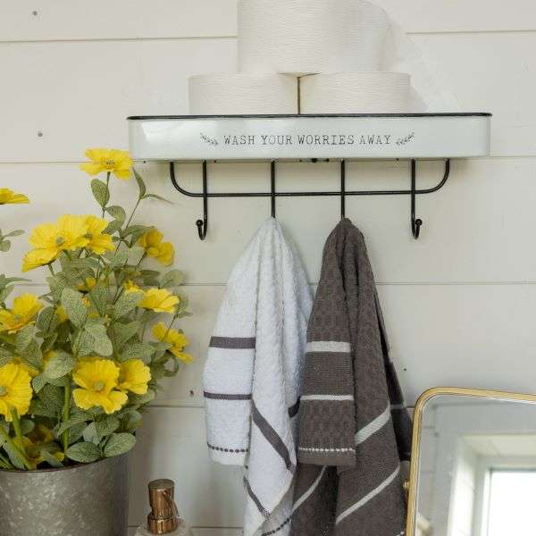 WASH YOUR WORRIES AWAY WALL TRAY WITH HOOKS Thumbnail
