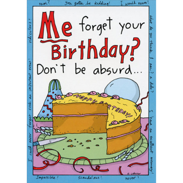 ME FORGET YOUR BIRTHDAY CARD  Thumbnail