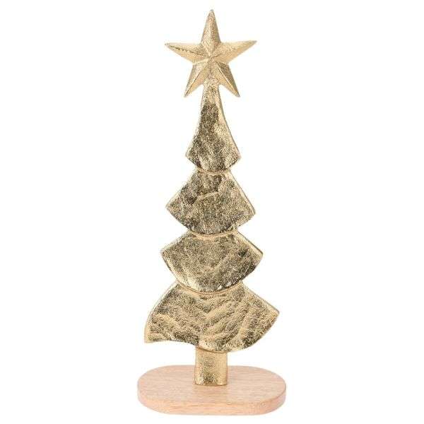GOLD TREE ON WOOD STAND Thumbnail