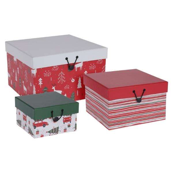 CHRISTMAS GIFT BOXES SQUARE S/3 (KM)  Thumbnail