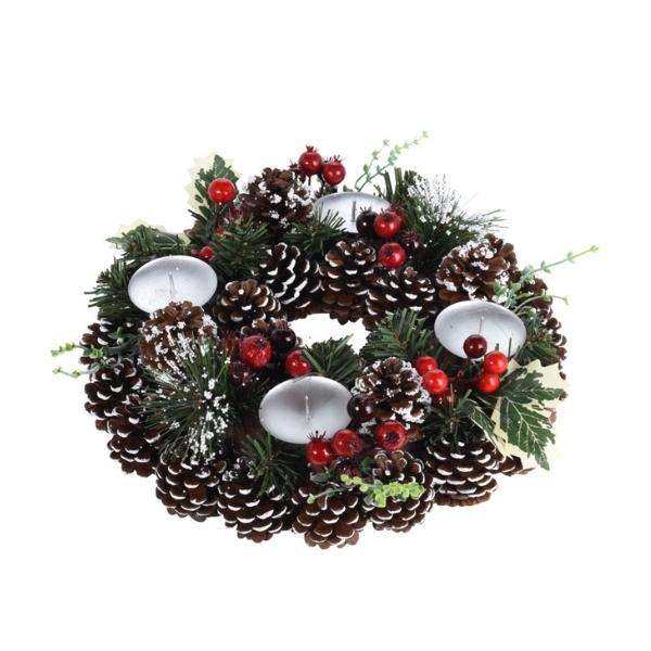 CLASSIC CHRISTMAS TABLE WREATH W/CANDLES (KM) Thumbnail