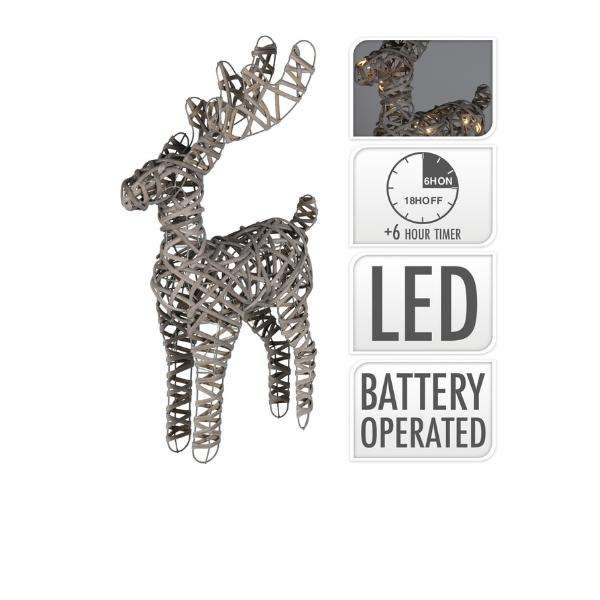 GREY RATTAN REINDEER 19IN WITH LIGHTS Thumbnail