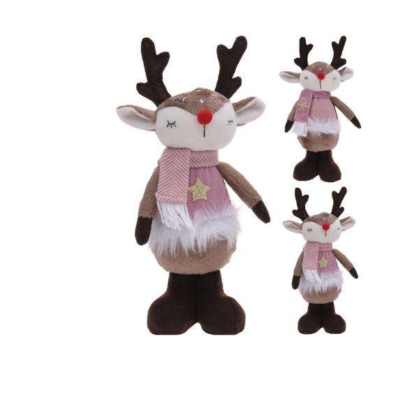 STANDING REINDEER 13IN-PINK SCARF COLLECTION (KM) Thumbnail