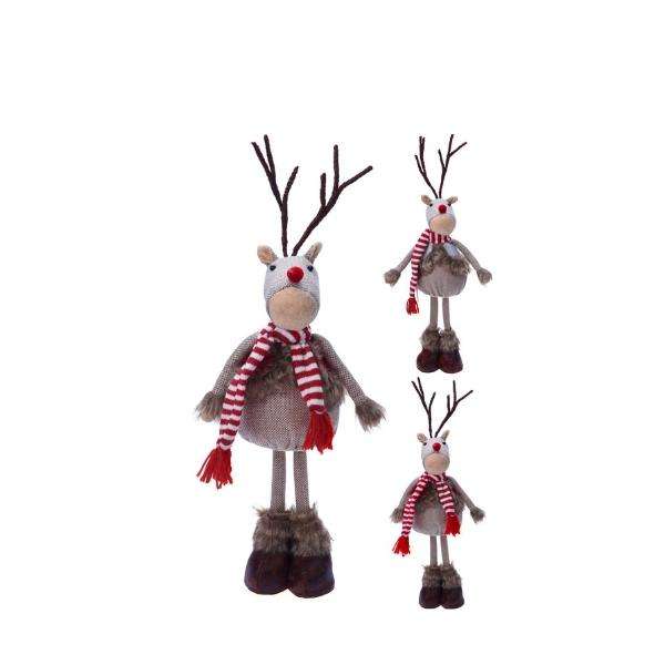 BROWN STANDING REINDEER 18IN-RED/WHITE SCARF COLLECTION (KM) Thumbnail