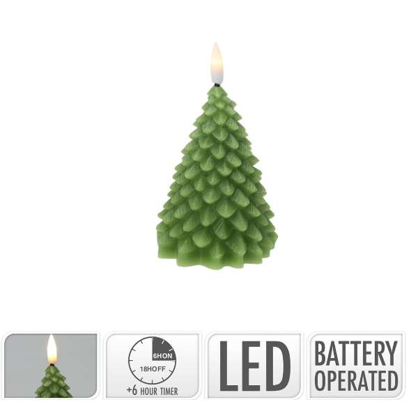 CHRISTMAS TREE SHAPED CANDLES BATTERY OPERATED (KM) Thumbnail