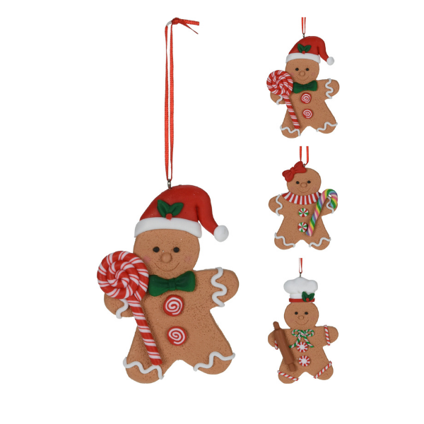 GINGERBREAD MAN HANGING ORNAMENTS 4IN (KM) Thumbnail