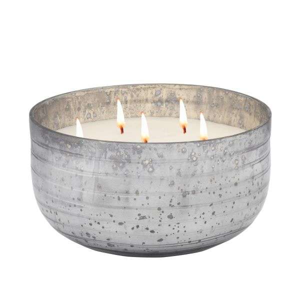 CONTEMPORARY CANDLE IN SILVER STRIPED BOWL  Thumbnail
