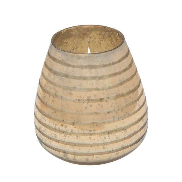 CONTEMPORARY CANDLE IN GOLD STRIPED GLASS Thumbnail
