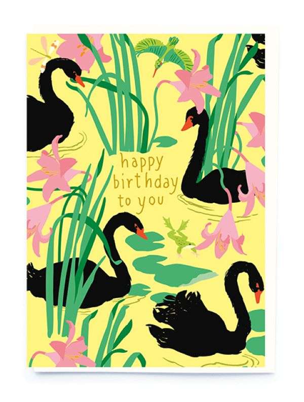 HAPPY BIRTHDAY TO YOU BLACK SWANS CARD Thumbnail