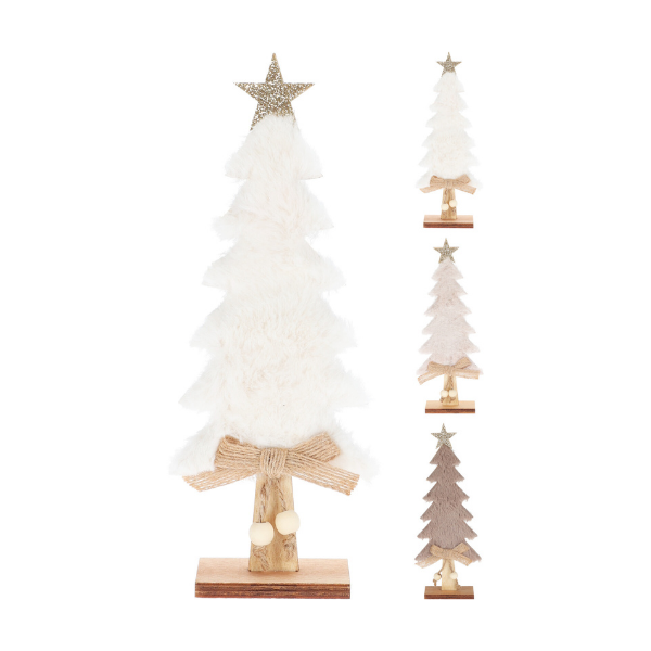 FURRY CHRISTMAS TREES TAN/WHITE (KM) Thumbnail