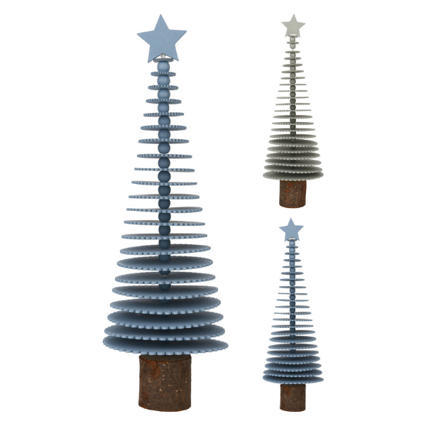 CHRISTMAS TREES ON  WOOD-SNOWFLAKE & GEAR COLLECTION 16IN (KM) Thumbnail