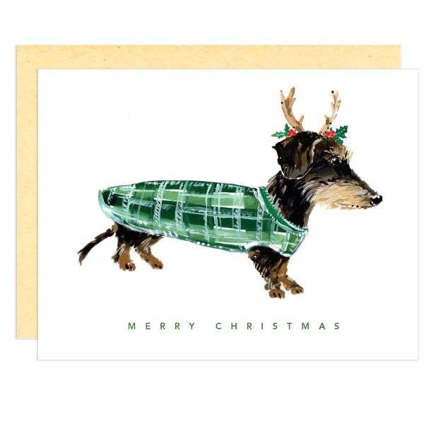 MERRY CHRISTMAS DOG ANTLERS CARD Thumbnail
