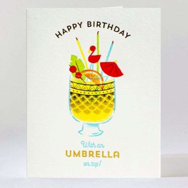 HAPPY BIRTHDAY WITH AN UMBRELLA ON TOP CARD Thumbnail