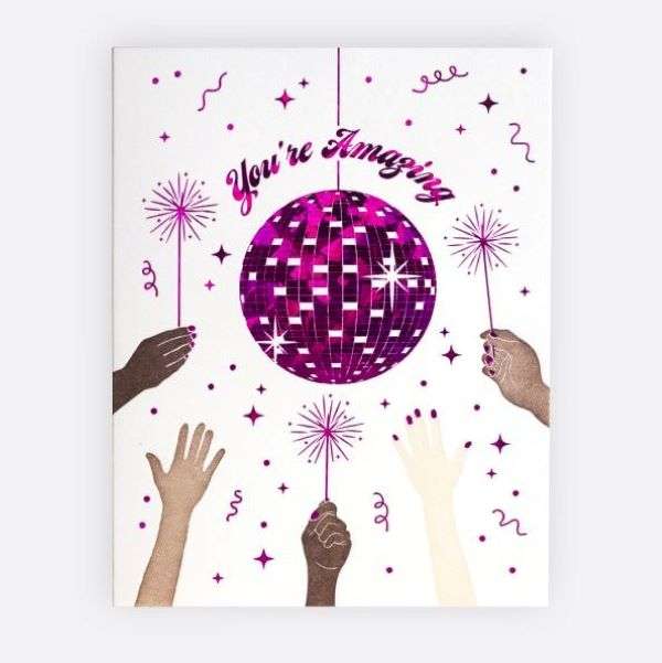 YOU'RE AMAZING DISCO BALL PARTY CARD Thumbnail