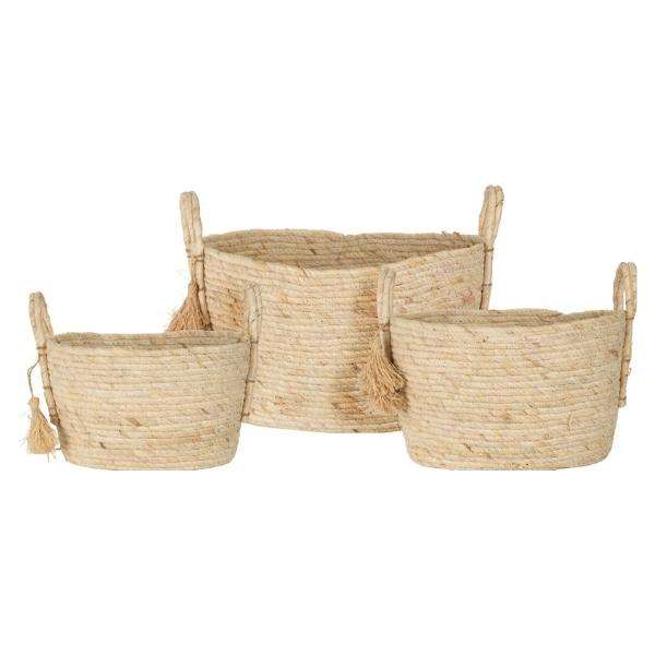 STRAW BASKET WITH TASSELS Thumbnail