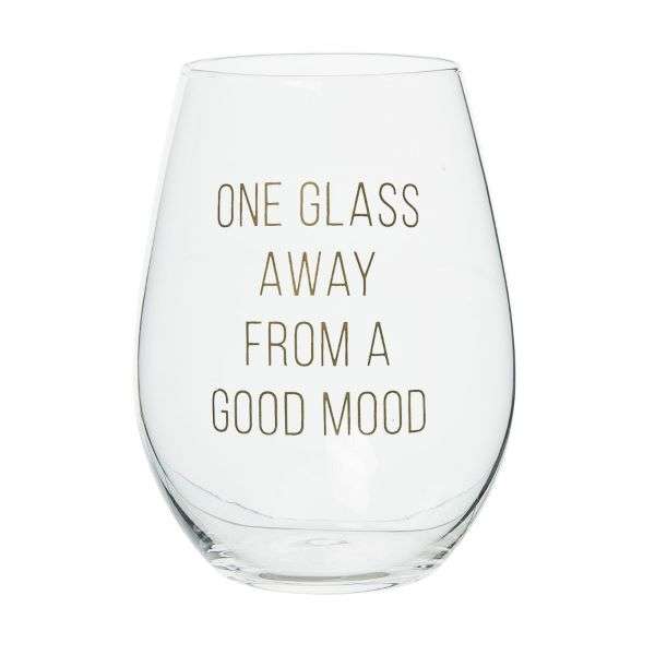 ONE GLASS AWAY FROM A GOOD MOOD WINE GLASS Thumbnail