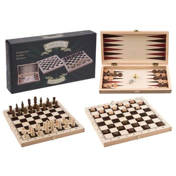 GAMES 3 IN 1 IN BOX WOOD   	 Thumbnail