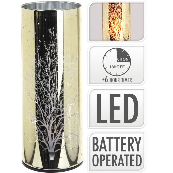 GOLD GLASS CYLINDER LED 9IN (KM) Thumbnail